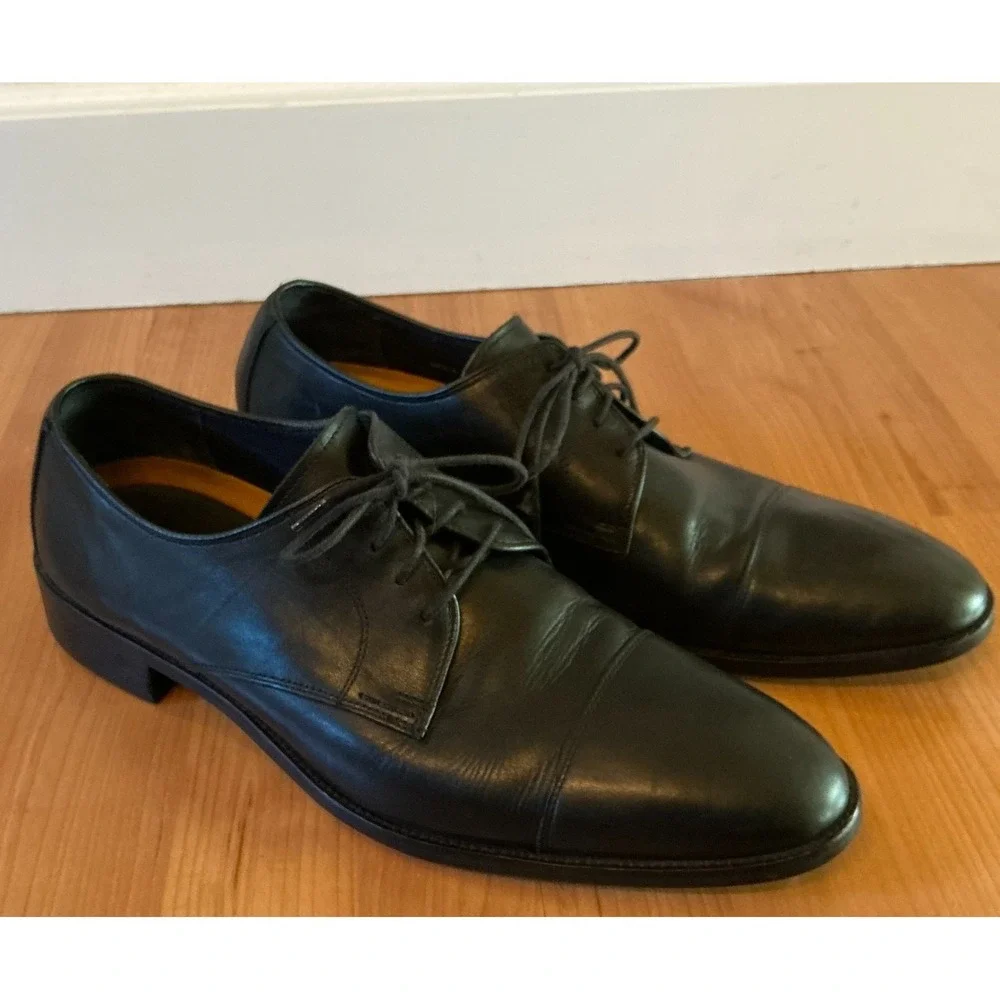 Cole Haan Lenox Hill Grand.OS Cap Toe Derby Dress Shoes Black Leather 13M C11630